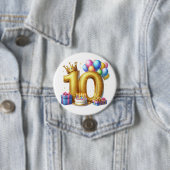 Goldener 10. Geburtstag Button (Beispiel)