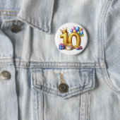 Goldener 10. Geburtstag Button (Beispiel)