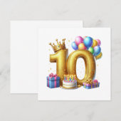 Goldener 10. Geburtstag Einladung (Vorne/Hinten)