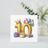 Goldener 10. Geburtstag Einladung (Stehend Vorderseite)