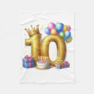 Goldener 10. Geburtstag Fleecedecke