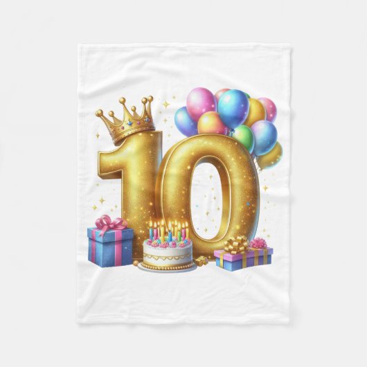 Goldener 10. Geburtstag Fleecedecke (Vorderseite)