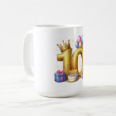 Goldener 10. Geburtstag Kaffeetasse (Vorderseite Links)