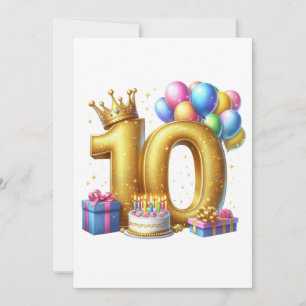 Goldener 10. Geburtstag Karte