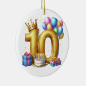 Goldener 10. Geburtstag Keramik Ornament (Rechts)