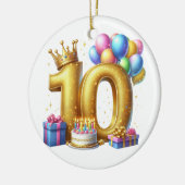 Goldener 10. Geburtstag Keramik Ornament (Links)