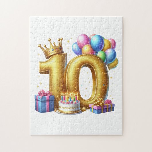 Goldener 10. Geburtstag Puzzle (Vertikal)
