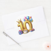 Goldener 10. Geburtstag Runder Aufkleber (Umschlag)