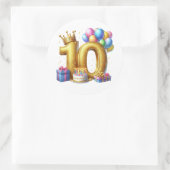 Goldener 10. Geburtstag Runder Aufkleber (Tasche)