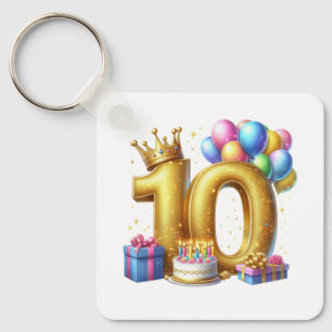 Goldener 10. Geburtstag Schlüsselanhänger