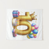 Goldener 10. Geburtstag Wandteppich (Vorderseite (Horizontal))