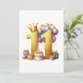 Goldener 11. Geburtstag Ankündigung (Stehend Vorderseite)