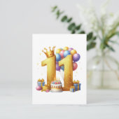 Goldener 11. Geburtstag Einladung (Stehend Vorderseite)