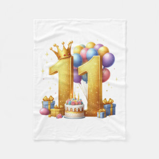 Goldener 11. Geburtstag Fleecedecke