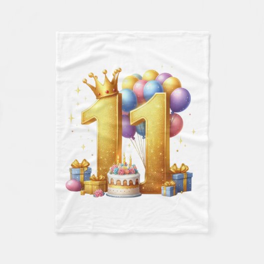 Goldener 11. Geburtstag Fleecedecke (Vorderseite)