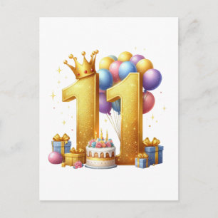 Goldener 11. Geburtstag Postkarte