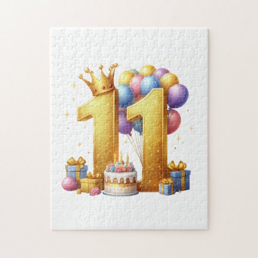 Goldener 11. Geburtstag Puzzle (Vertikal)