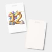 Goldener 12. Geburtstag Ausweis (Vorder- & Rückseite)
