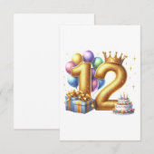 Goldener 12. Geburtstag Begleitkarte (Vorne/Hinten)