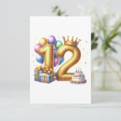 Goldener 12. Geburtstag Begleitkarte (Stehend Vorderseite)