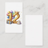 Goldener 12. Geburtstag Begleitkarte (Vorne/Hinten)