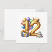 Goldener 12. Geburtstag Einladung (Vorne/Hinten)