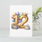 Goldener 12. Geburtstag Einladung (Stehend Vorderseite)