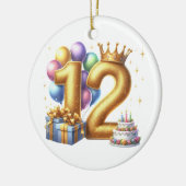 Goldener 12. Geburtstag Keramik Ornament (Links)