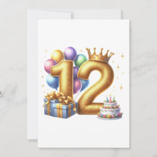 Goldener 12. Geburtstag Mitteilungskarte