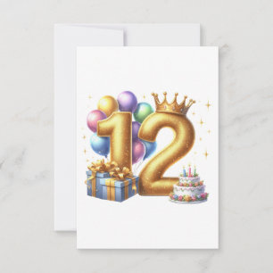 Goldener 12. Geburtstag RSVP Karte