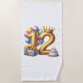 Goldener 12. Geburtstag Strandtuch (Vorderseite)
