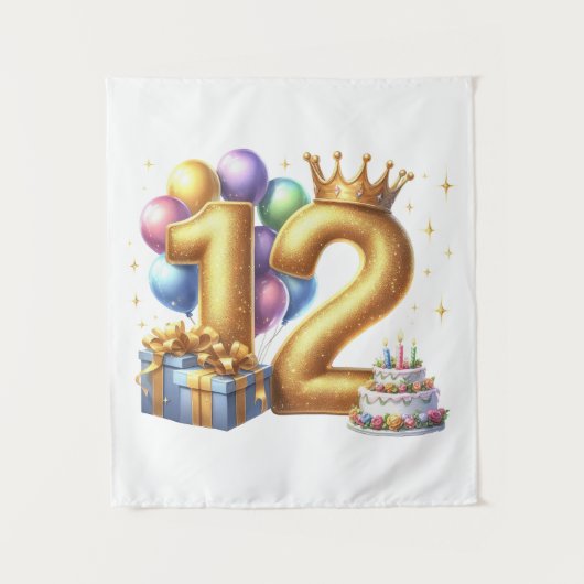 Goldener 12. Geburtstag Wandteppich (Vorderseite)