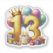 Goldener 13. Geburtstag Aufkleber (Vorderseite)