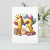 Goldener 13. Geburtstag Dankeskarte (Stehend Vorderseite)
