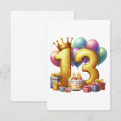 Goldener 13. Geburtstag Dankeskarte (Vorne/Hinten)