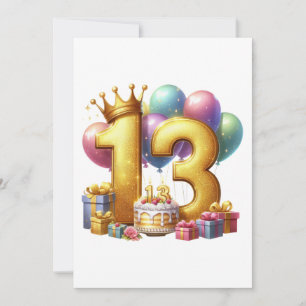 Goldener 13. Geburtstag Einladung