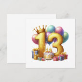 Goldener 13. Geburtstag Einladung (Vorne/Hinten)