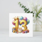 Goldener 13. Geburtstag Einladung (Stehend Vorderseite)
