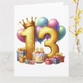 Goldener 13. Geburtstag Karte (Gelbe Blume)