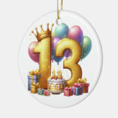 Goldener 13. Geburtstag Keramik Ornament (Links)