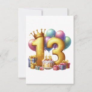 Goldener 13. Geburtstag Mitteilungskarte