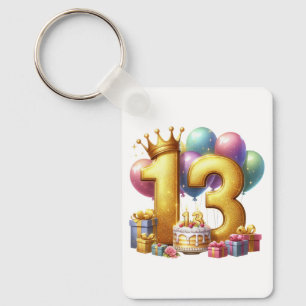 Goldener 13. Geburtstag Schlüsselanhänger