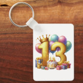 Goldener 13. Geburtstag Schlüsselanhänger (Vorderseite)