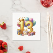 Goldener 13. Geburtstag Serviette (Beispiel)