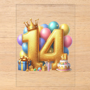 Goldener 14. Geburtstag Acryleinladungen