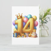 Goldener 14. Geburtstag Ankündigung (Stehend Vorderseite)