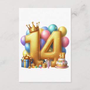 Goldener 14. Geburtstag Begleitkarte