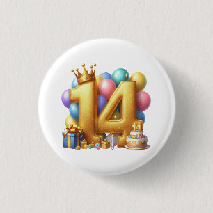 Goldener 14. Geburtstag Button