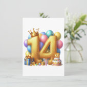 Goldener 14. Geburtstag Dankeskarte (Stehend Vorderseite)