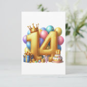 Goldener 14. Geburtstag Dankeskarte (Stehend Vorderseite)